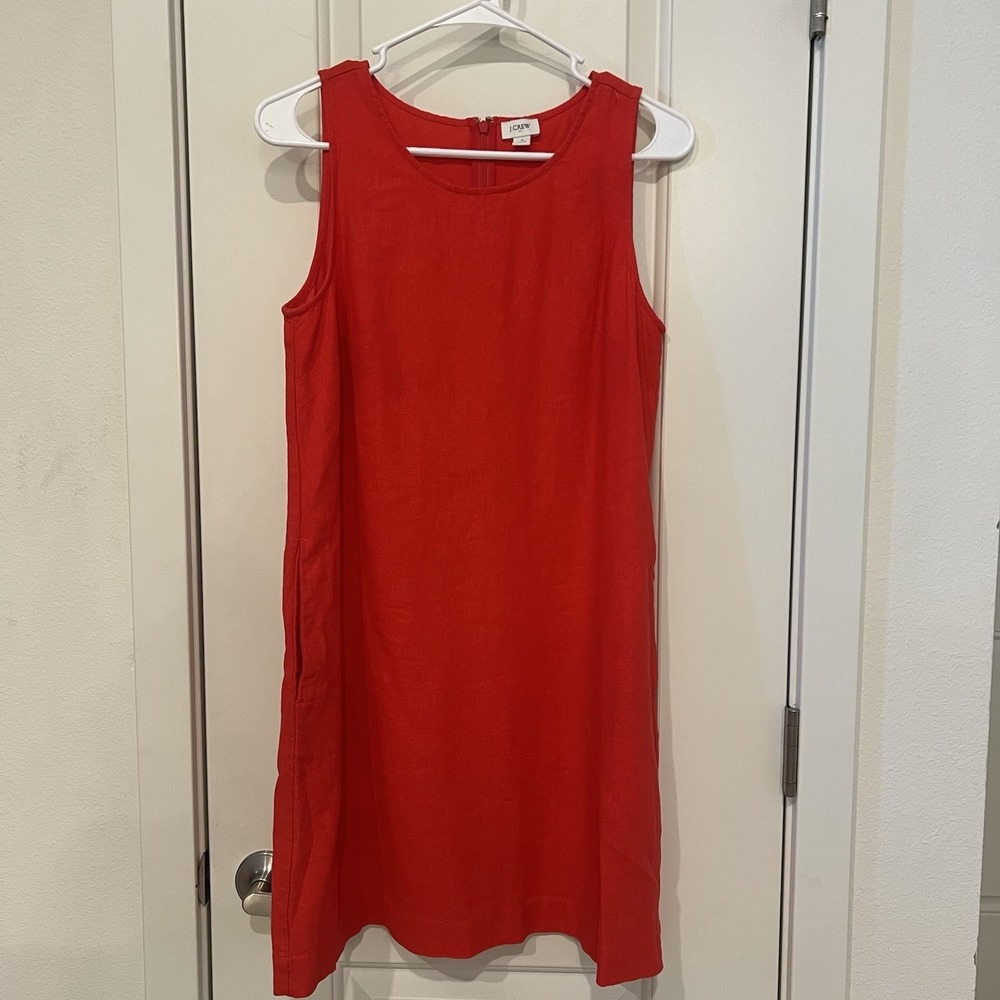 J Crew Linen Blend Shift Dress Red in Size 4 Mini Dress Casual Preppy
